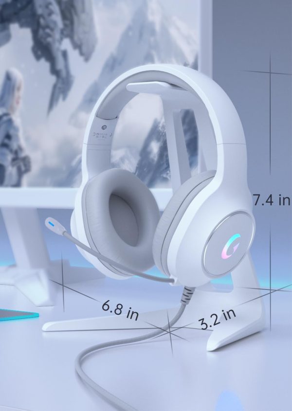 CM7002 Gaming Headset for PS5, PS4, PC, Mac, Switch, Xbox Series, Surround Sound RGB Gaming Headphones with Noise Canceling Microphone, 50MM Dynamic Drivers, 3.5MM Audio Jack, Light White - Image 9