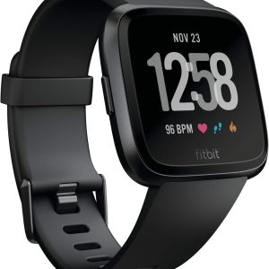Fitbit Versa Smart Watch, Multisport Tracker, Black/Black Aluminium, One Size (S & L Bands Included) (Renewed)