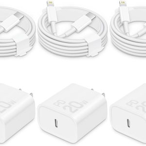 i Phone Charger Fast Charging-20W USB-C Block with 6 Ft Cord [MFi Certified] Compatible with i Phone 14/13/12/11/X Series, i Pad & More [3 Pack]