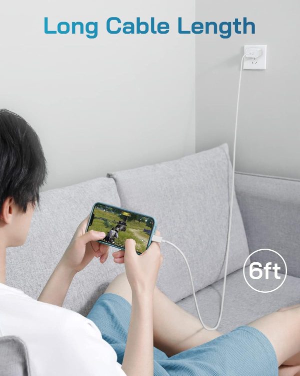 i Phone Charger Fast Charging-20W USB-C Block with 6 Ft Cord [MFi Certified] Compatible with i Phone 14/13/12/11/X Series, i Pad & More [3 Pack] - Image 5