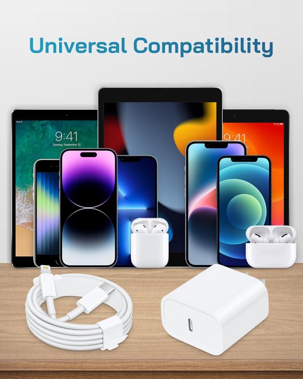 i Phone Charger Fast Charging-20W USB-C Block with 6 Ft Cord [MFi Certified] Compatible with i Phone 14/13/12/11/X Series, i Pad & More [3 Pack] - Image 7