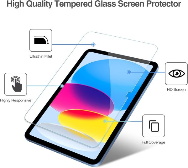 ProCase Screen Protector for iPad A16 2025 11th/10th 2022 Generation (11-inch/10.9), HD Clear Tempered Glass Film Guard -2 Pack - Image 4